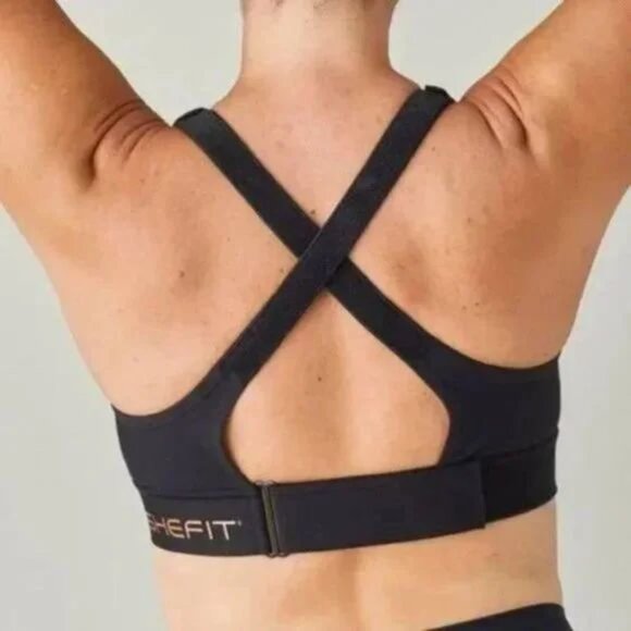 NWT SHEFIT Women's Ultimate High Impact Sports Bra Black Gold Adjustable - Picture 2 of 9